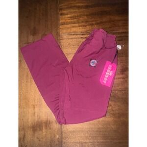 Koi Lite Scrub Pants XXS Petite Burgundy Wine Women's Mechanical Stretch NWT